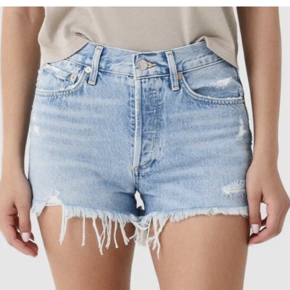 Agolde Parker Denim Distressed Blue Jean Shorts Sz 24